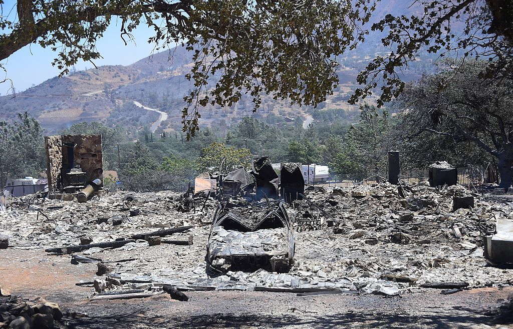 Rubble from a home burned by California wildfire