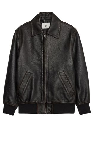 Oversized Leather Bomber Jacket