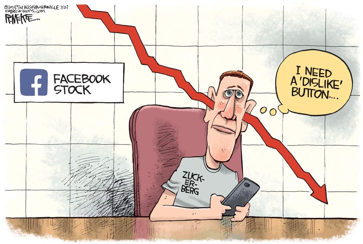 Editorial cartoon U.S. Mark Zuckerberg Facebook stock drops | The Week