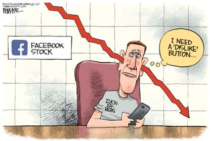 Editorial cartoon U.S. Mark Zuckerberg Facebook stock drops