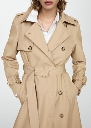 Double-Breasted Cotton Trench Coat - Women | Mango Usa