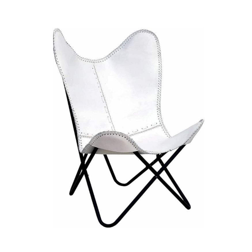 White leather butterfly chair