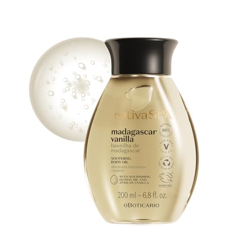 Nativa Spa by O Botic&amp;aacute;rio, Madagascar Vanilla Body Oil, Soothing &amp;amp; Moisturizing, 6.8 Ounce
