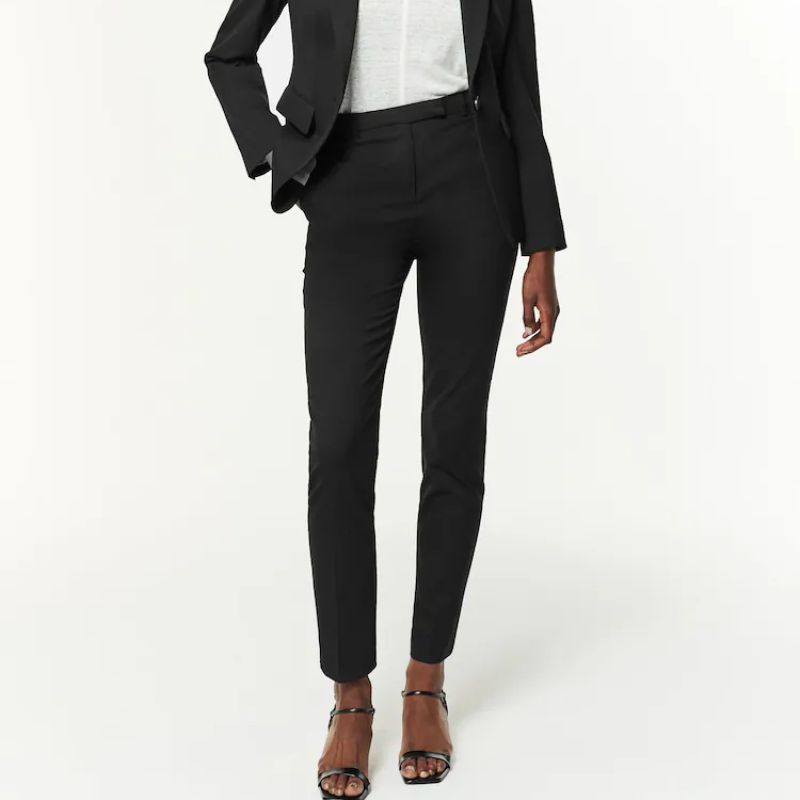 Black Tailored Slim Trousers on model 