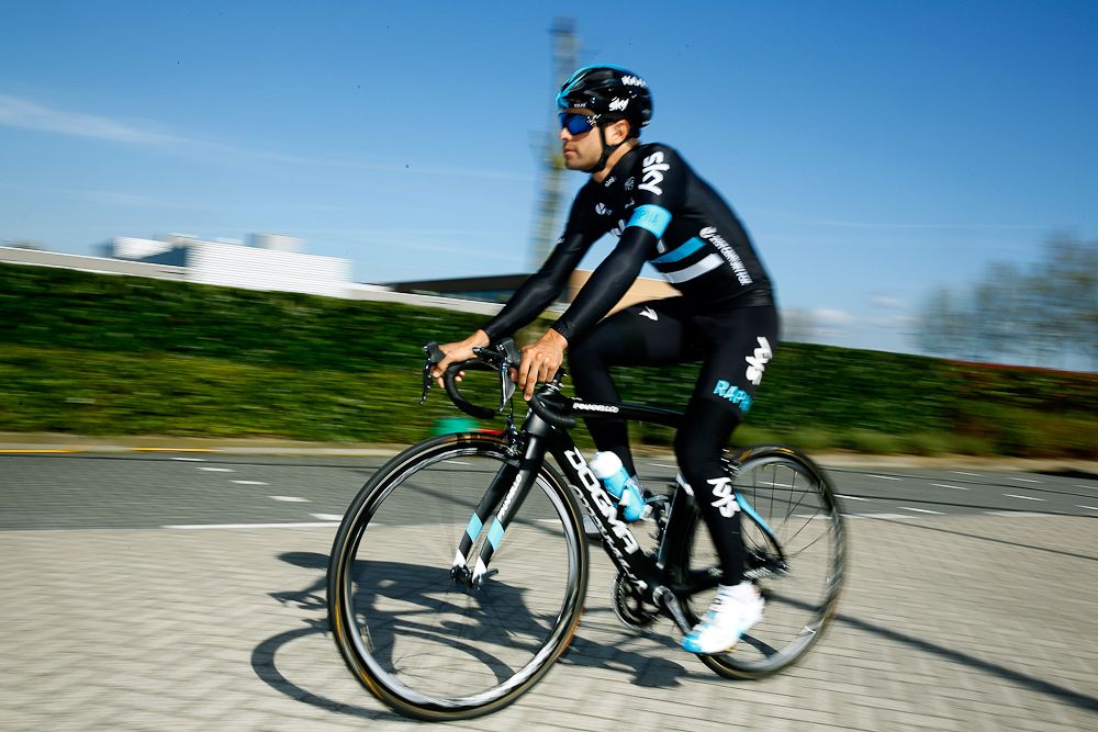 Mikel Landa trains on Wednesday.
