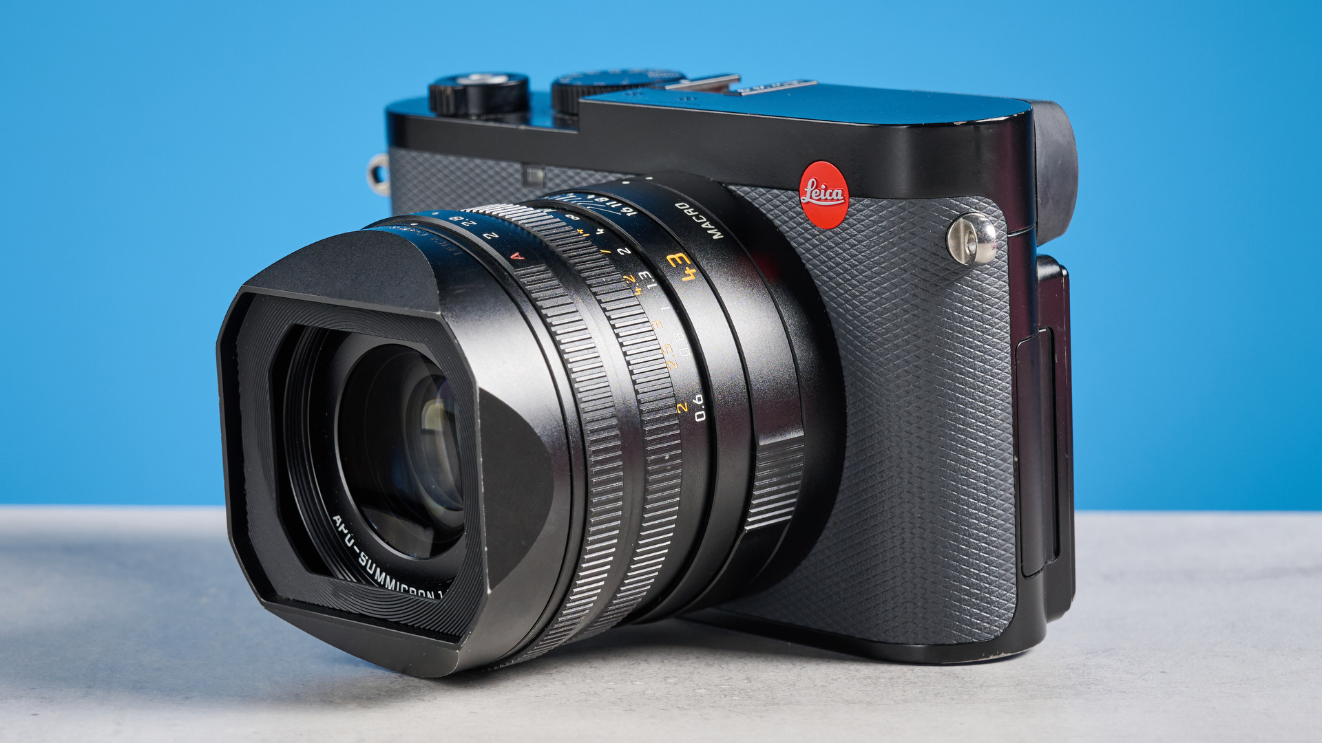 A black Leica Q3 43 camera