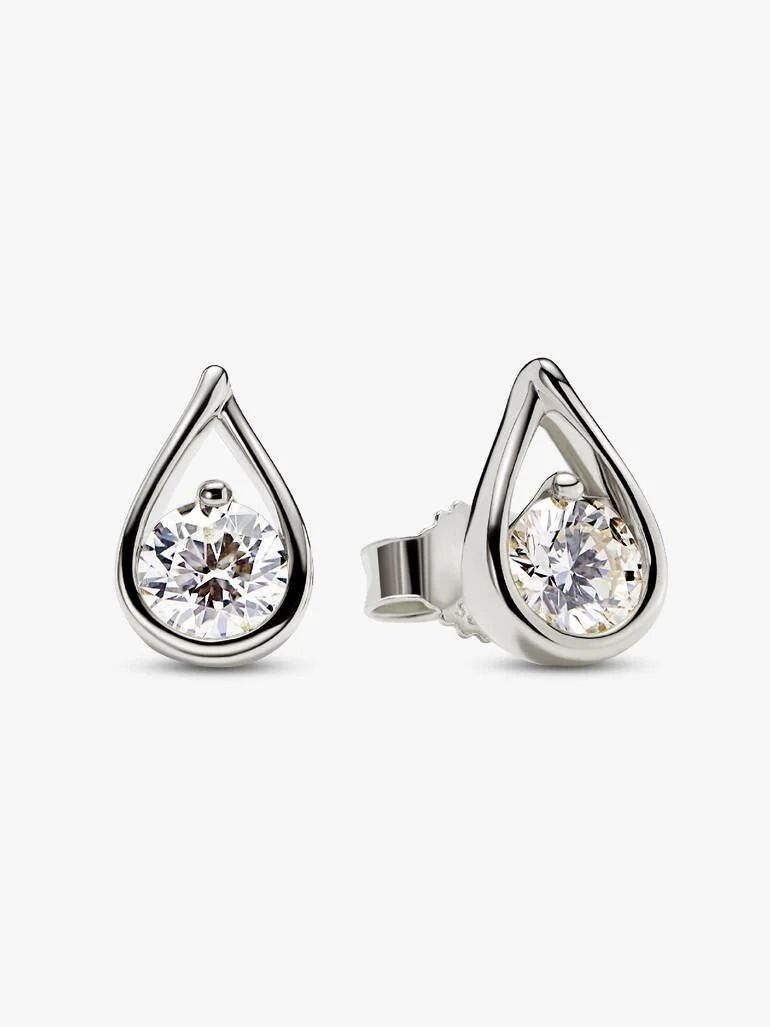 Pandora Infinite 14k White Gold Lab-Grown Diamond Earrings