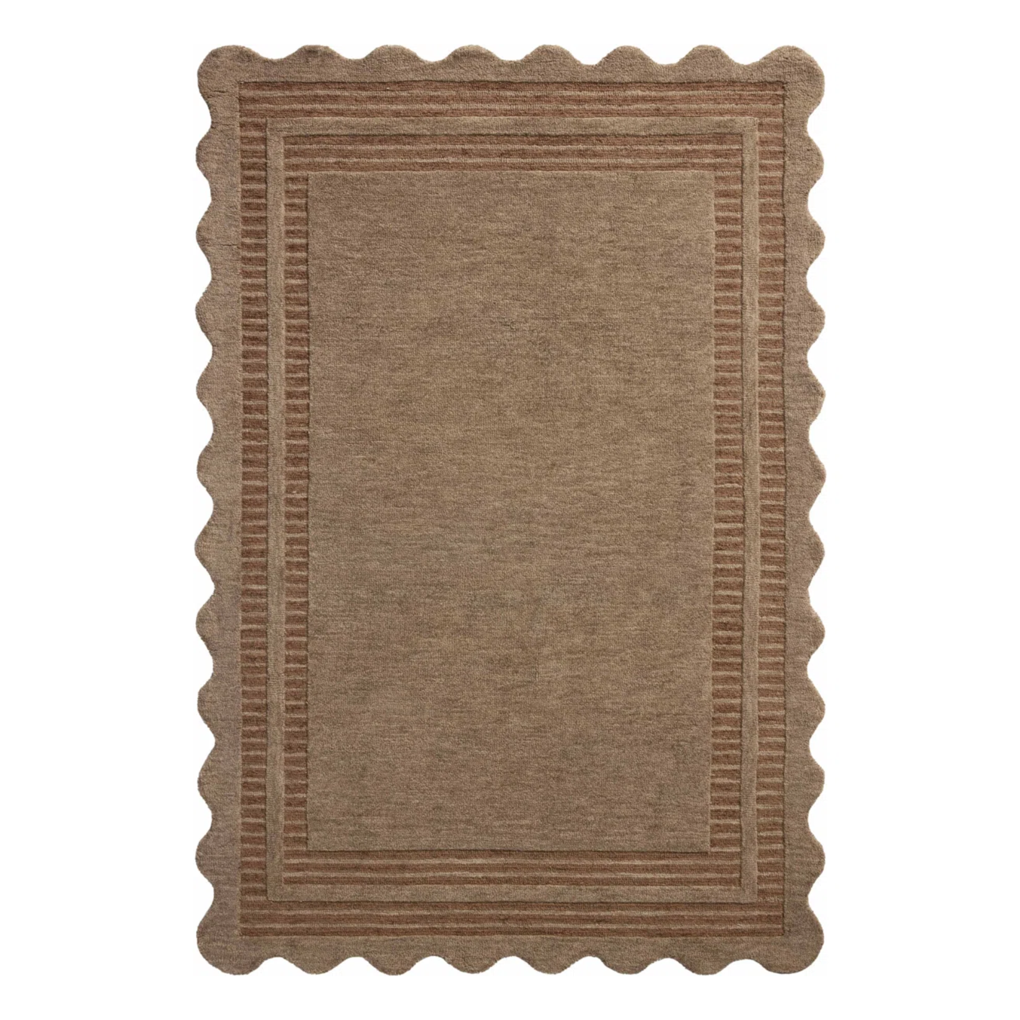 a brown rug with wavy edges