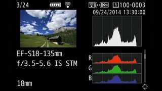 Histogram showing blue cloudy landscape