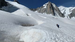 Hikers on the Glacier du Géant