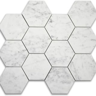 Carrara marble hexagon mosaic tile
