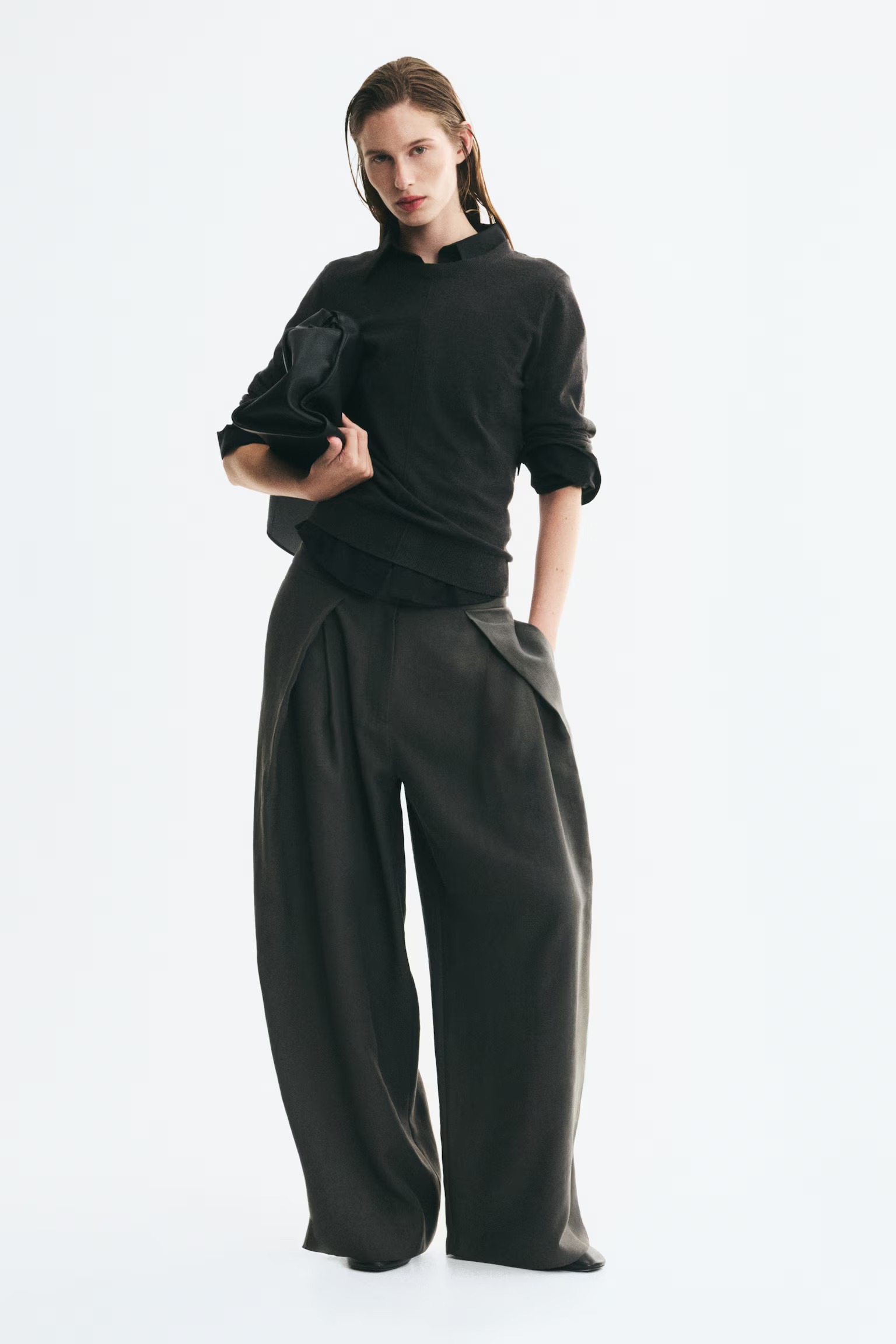 H&amp;amp;M, Wrap-Detail Barrel Trousers