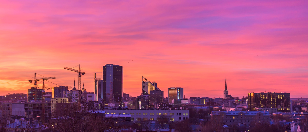 Skyline of Tallinn, Estonia at dusk