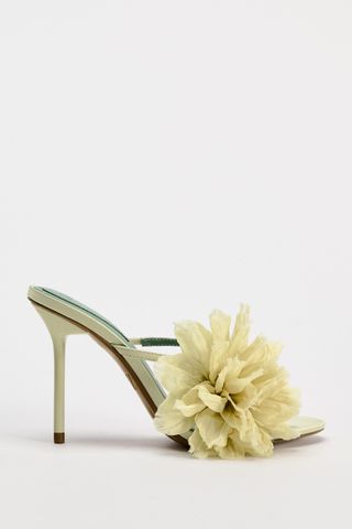 Heeled Sandals With Maxi Flower