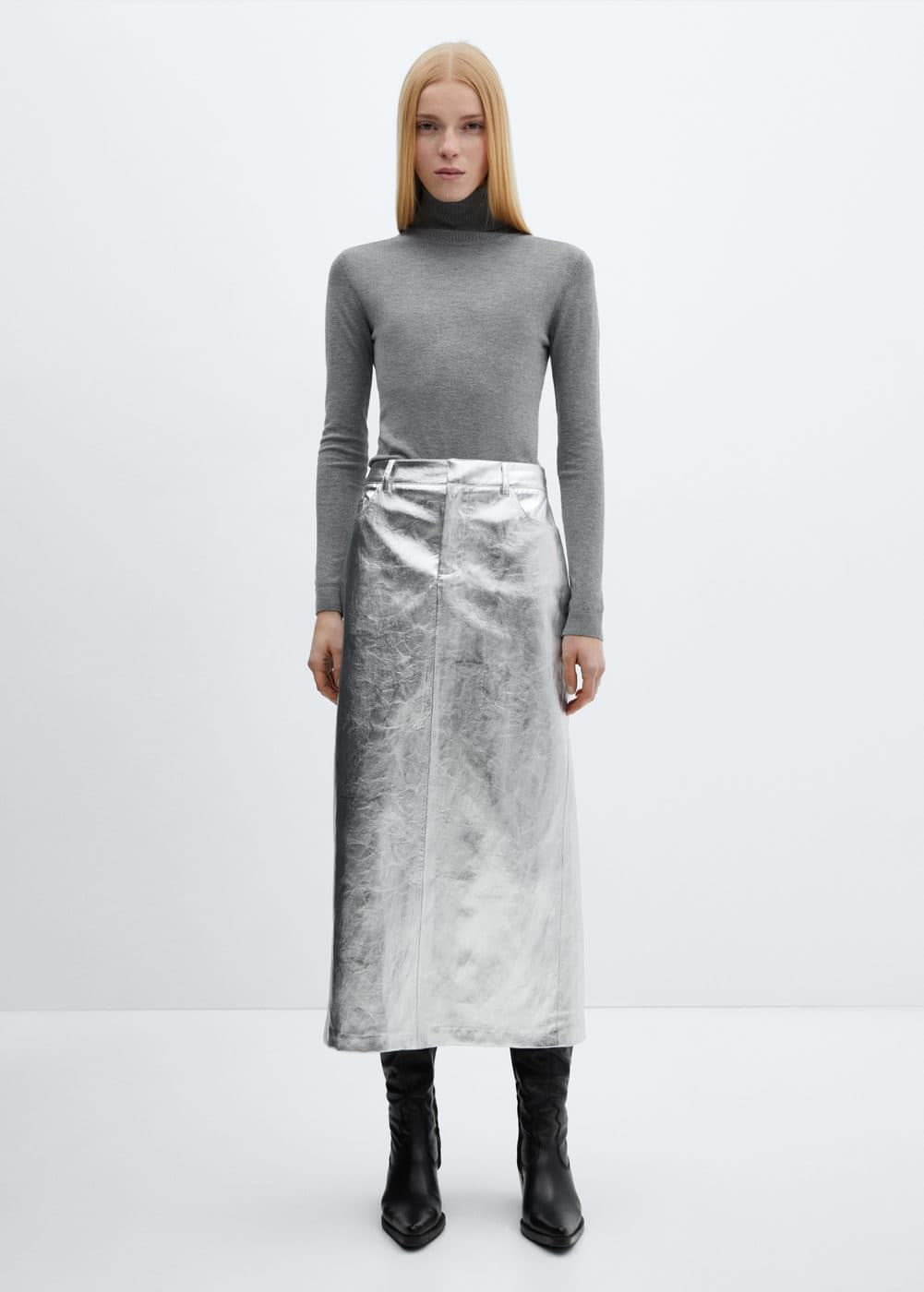 Metallic Midi Skirt - Women