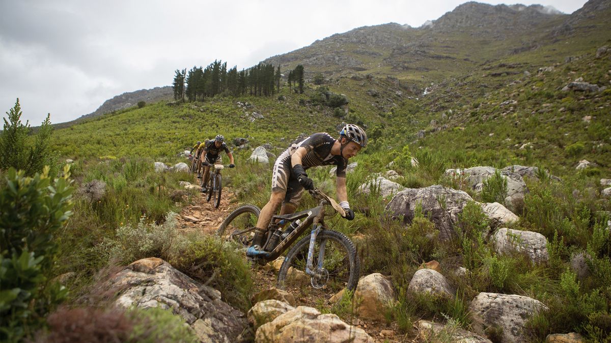 Team Bulls 2&#039;s Martin Frey and Simon Stiebjahn driving the pace on Stage 6 of the 2021 Absa Cape Epic