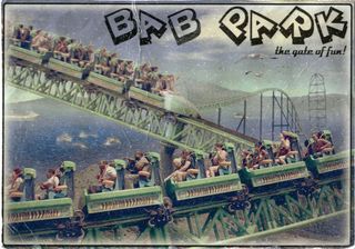 ’Bab Park, the fun park between Europe and Africa’, by Valerio Di Mauro. An image of people riding a roller coaster.