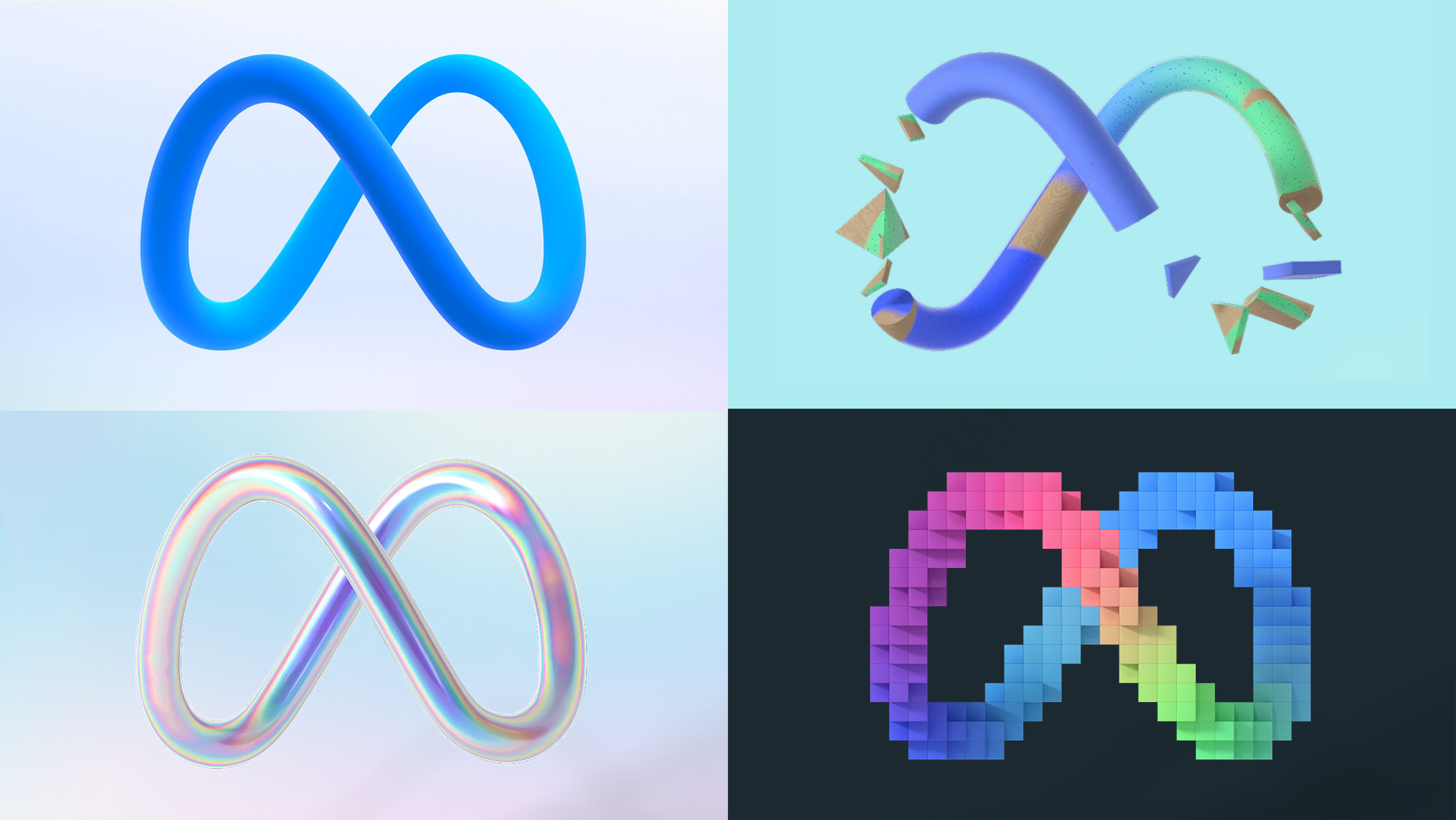 Four versions of the Meta logo.