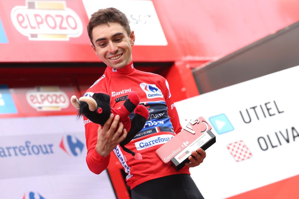 Lenny Martinez in the Vuelta leader&#039;s red jersey