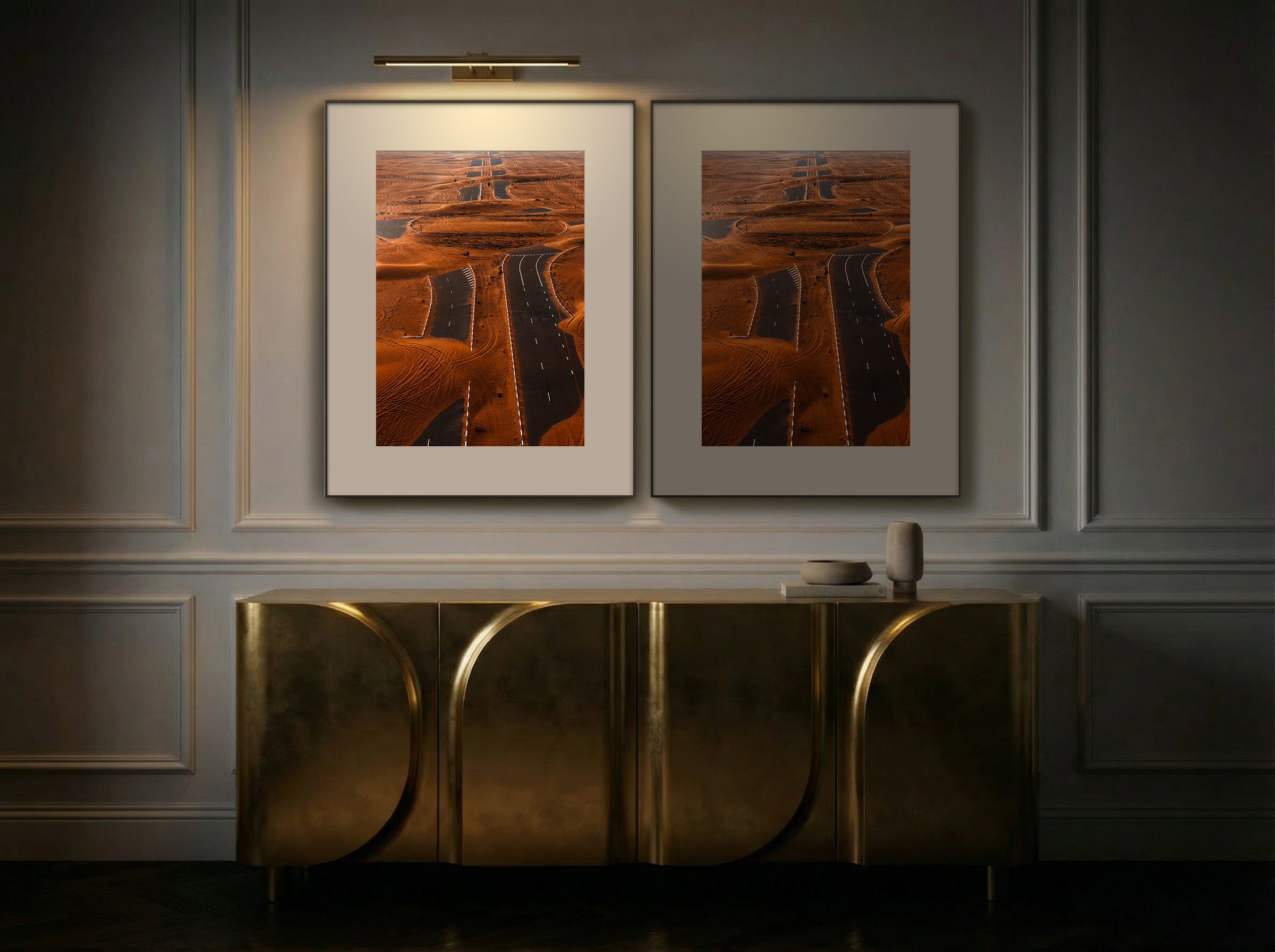 A digital art frame on a wall