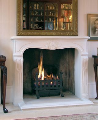 cast stone white fireplace