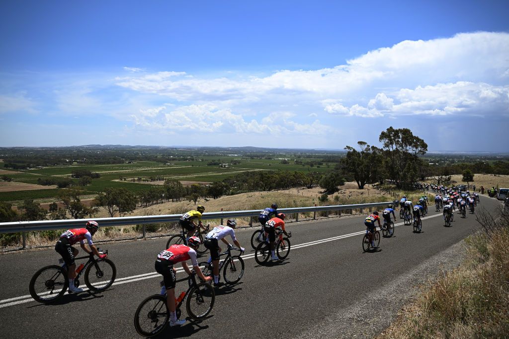 Riders fly down the descent of Menglers Hill