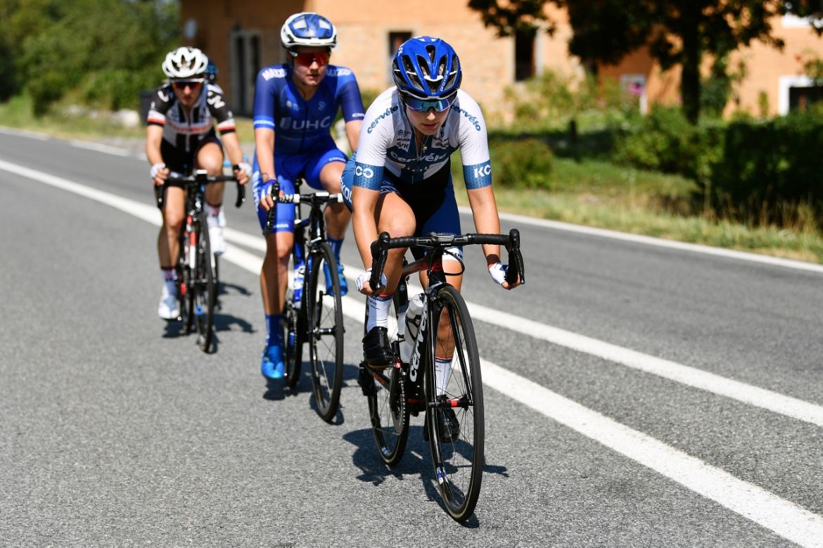 Lotta Lepist&ouml; leads the breakaway