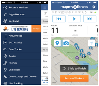 Here are two screenshots from the MapMyFitness app.