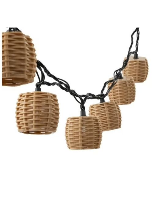 Mainstays Plug-In Beige Rattan Outdoor String Lights