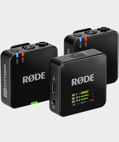 The Rode Wireless Go Gen 3 wireless mic system on a plain background