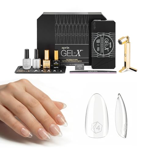 Apr&eacute;s Gel-X Professional Nail Extension Starter Kit, 14 Sizes 00-9 W/ Half Sizes, Soft Gel-X Tips, Hema/tpo-Free (natural Almond Short)