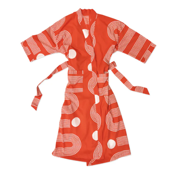 red patterned robe