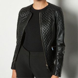 Karen Millen petite quilted leather jacket