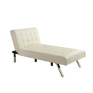 A cream faux leather chaise longue