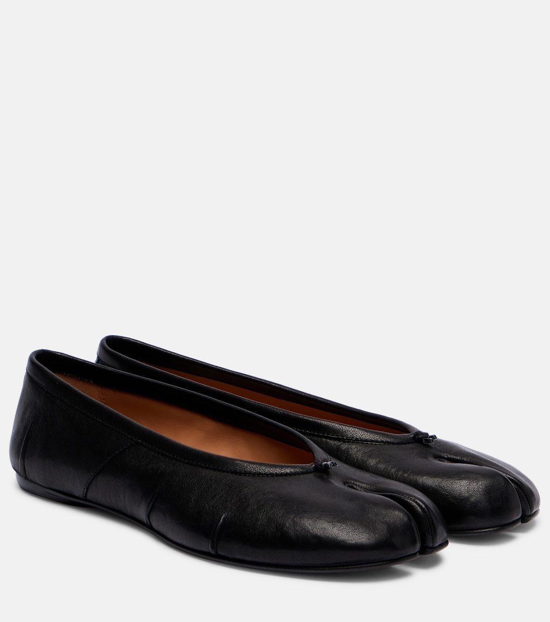 Tabi New Leather Ballet Flats in Black - Maison Margiela