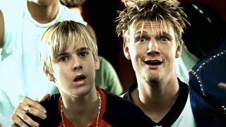Screenshot of Aaron and Nick Carter from Not Too Young, Not Too Old music video