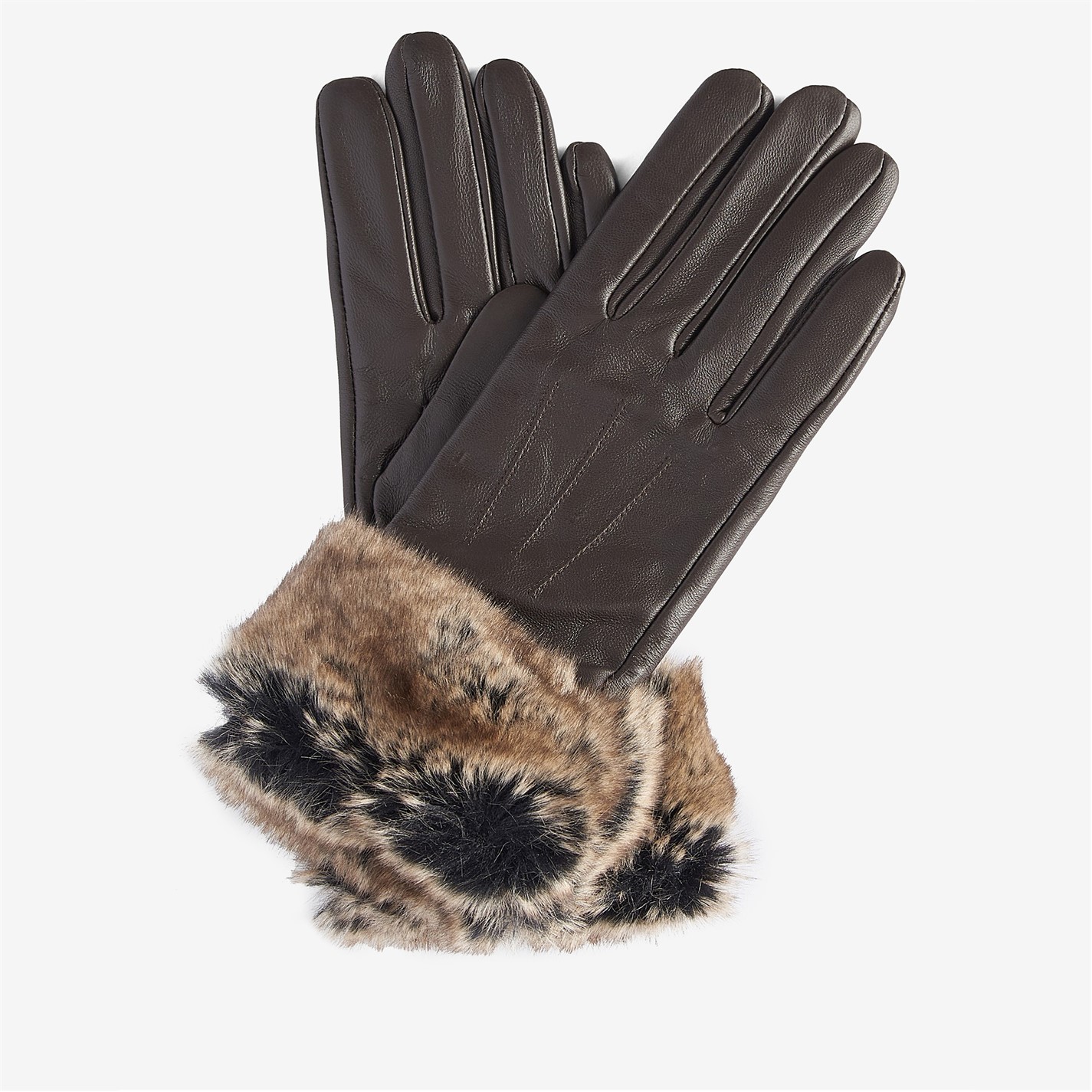 Barbour Faux Fur Trimmed Leather Gloves
