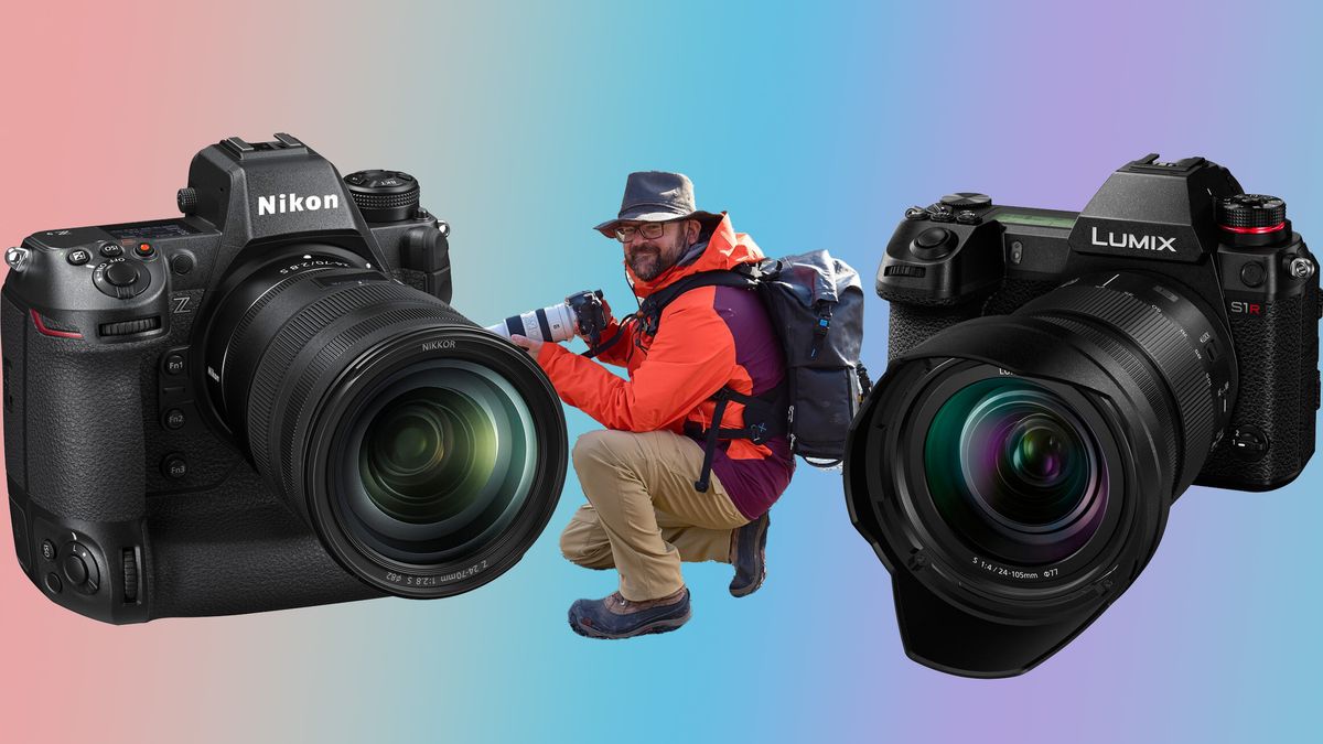 Dan M Lee flanked by Nikon Z9 and a Lumix camera