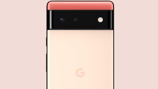 The back of a Google Pixel 6 in pink
