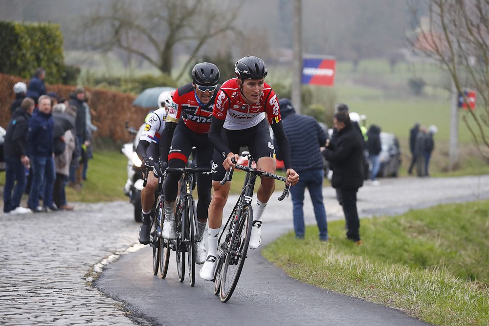 Tiesj Benoot (Lotto Soudal) and Greg Van Avermaet (BMC)