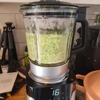 Broccoli and stilton soup in a Lakeland touchscreen soup maker