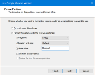 Create a 1GB FAT32 partition