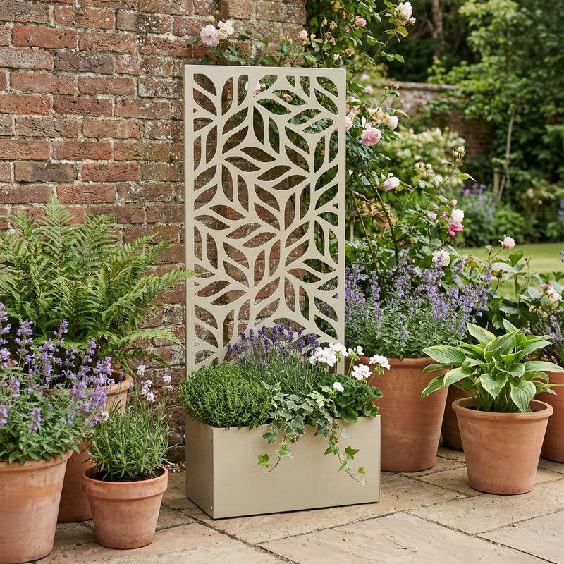 120x45cm Metal Planter With Screen Beige