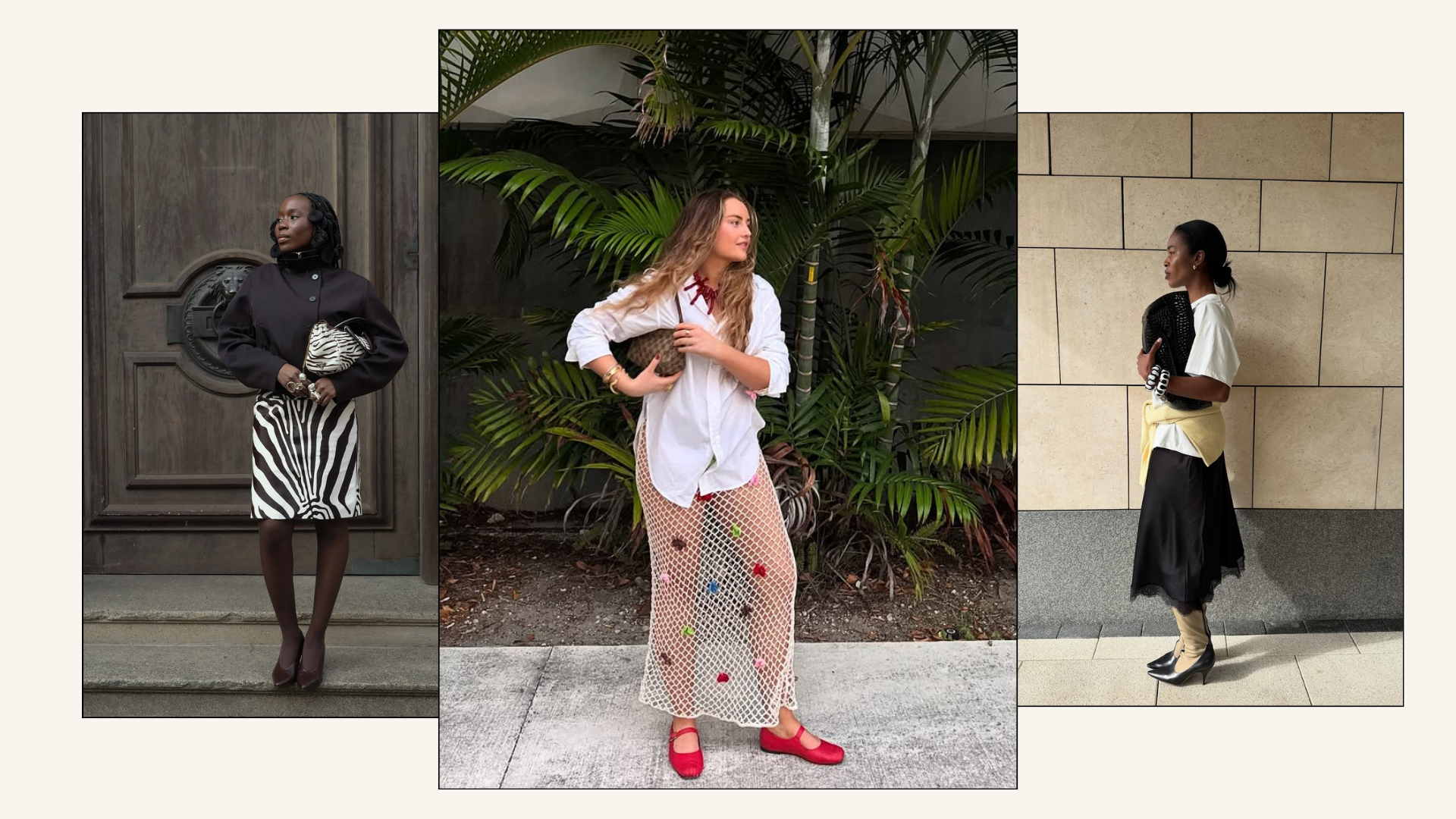 9 summer skirt trends - zebra, fisheman net and lace trimmed styles