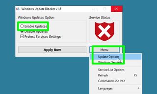 how to turn off automatic updates - update options