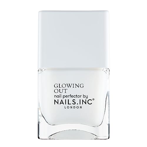 Nails Inc Glowing Out, Time to Glow, Sheer White, Shimmer, Glossy, No Chip, Long Lasting, Quick Dry, Air Dry, Professional Manicures & Pedicures, Fingernails & Toenails, Vegan Nail Polish, 14 Ml