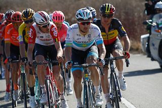 Matteo Trentin chases at Strade Bianche