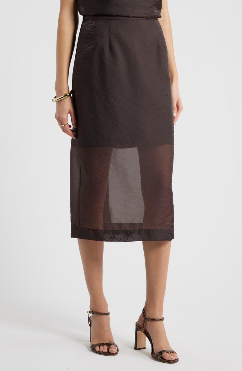 Organza Midi Pencil Skirt