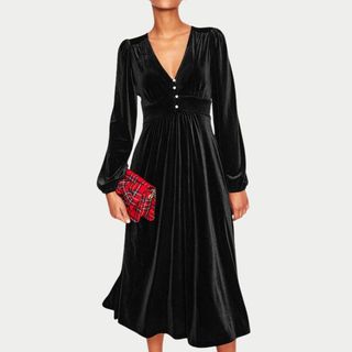 Image of black velvet dress