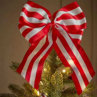 Candy cane stripe satin Christmas tree topper